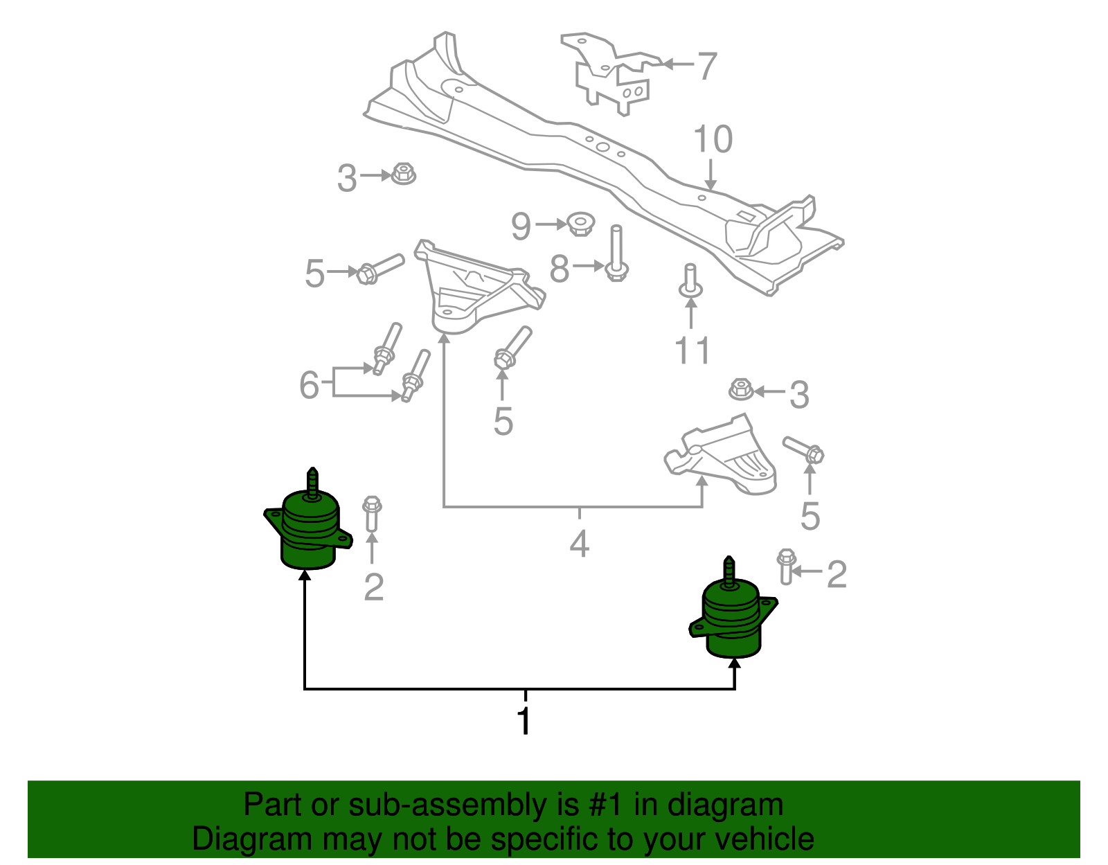 6R3Z-6038-A - Motor Mount - 2005-2010 Ford Mustang