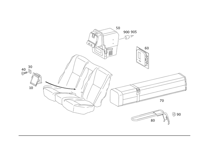 2218400055 - Rear Seat Bench: Mount for Mercedes-Benz: 250, 300S, CL550, CL600, CL63 AMG, CL65 AMG, S350, S400, S500, S550, S600, S63 AMG Image image