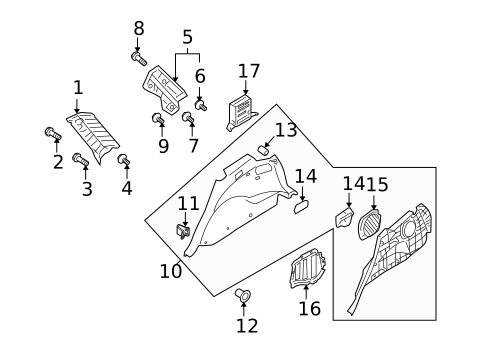 Interior Trim - Quarter Panels for 2010 Hyundai Santa Fe #0