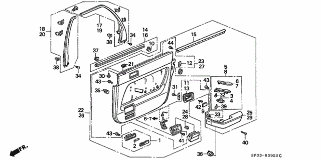 Rear Door Lining for 1994 Acura Legend #0