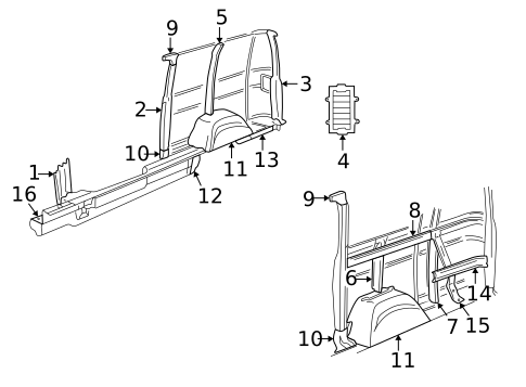Inner Structure & Rails for 1996 Dodge B3500 #0