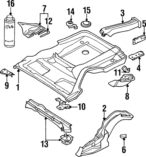 Rear Floor & Rails for 1996 Audi Cabriolet #0