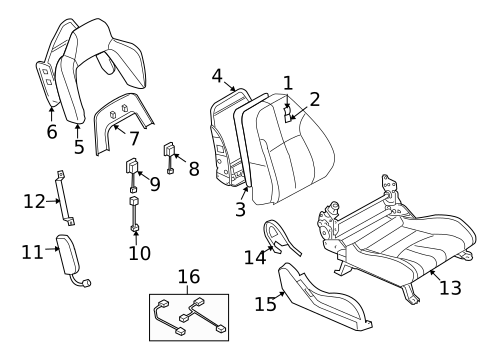 Front Seat Components for 2008 Nissan 350Z #9