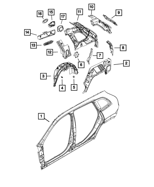 68287924AD - Body Sheet Metal Except Doors: Wheelhouse Shield, Right for Mopar Image