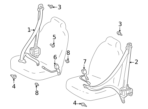 Front Seat Belts for 2004 Toyota Echo #1