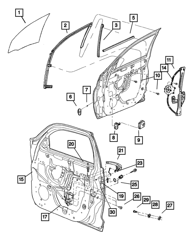 4724560AB - Doors and Related Parts: Front Door Glass, Right for Mopar Image