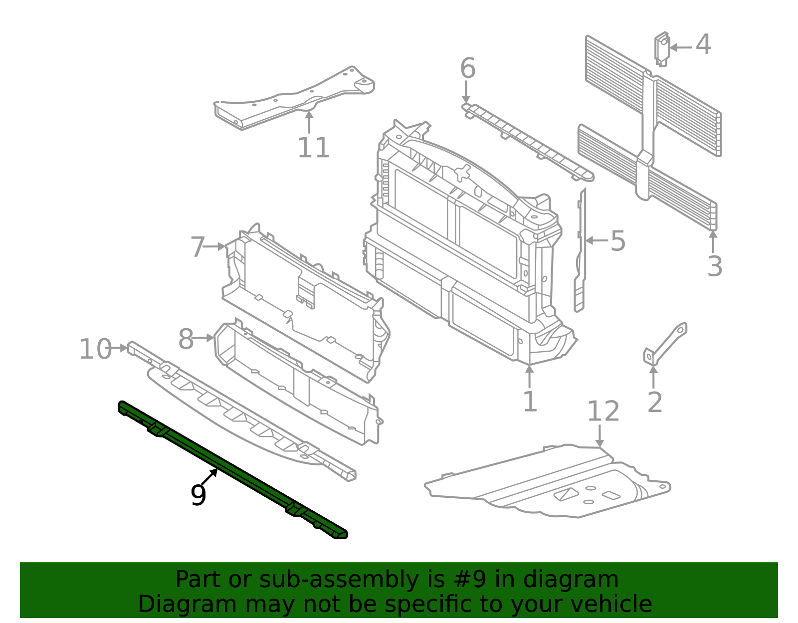 NZ6Z-70110L76-A - Radiator Support Tie Bar - 2022-2026 Ford