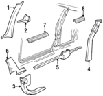 25625002 - Body: Windshield Pillar Trim for Buick: LeSabre | Oldsmobile: 88, 98, LSS, Regency | Pontiac: Bonneville Image