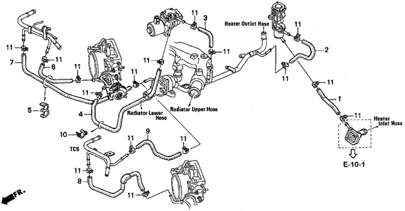 Water Hose (V6) for 1996 Acura TL #0
