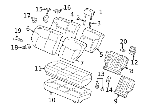 Rear Seat Components for 2003 Honda Civic #2
