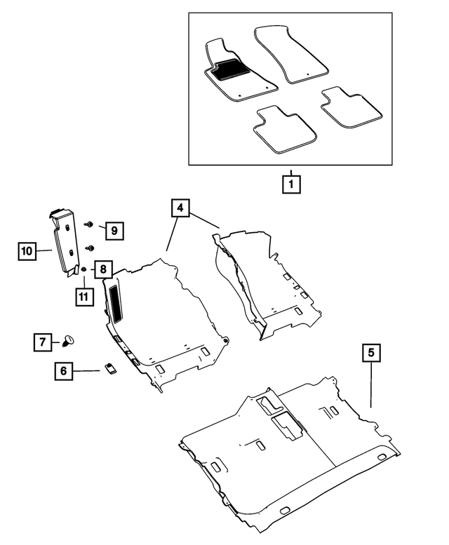 5NW01DX9AB - Interior Trim: Front Floor Carpet, Right for Mopar Image