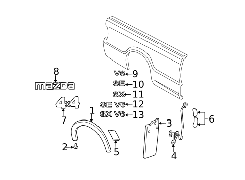 Exterior Trim - Pick UP Box for 1999 Mazda B4000 #0