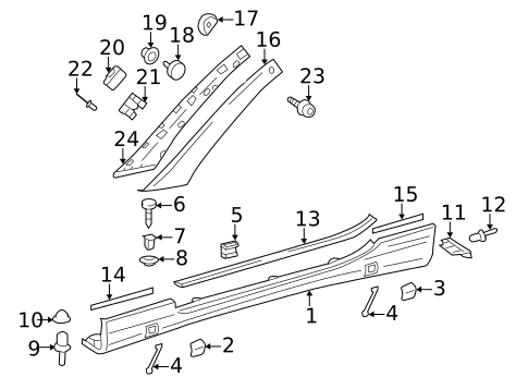 Exterior Trim - Pillars for 2009 Mercedes-Benz SL63 AMG #0