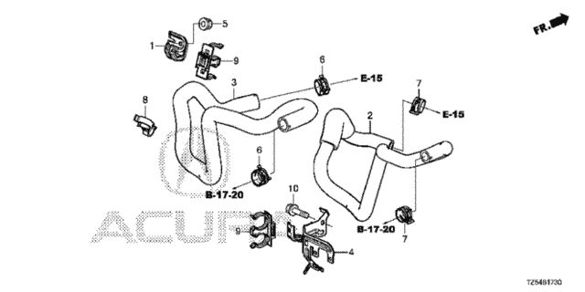 Water Hose (3.5L) for 2014 Acura MDX #0
