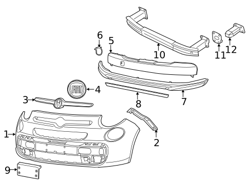 Bumper & Components - Front for 2018 Fiat 500L #0