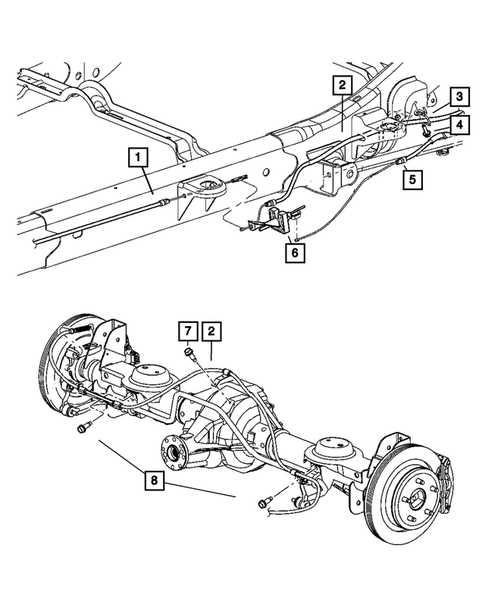 Parking Brake Lever, Cables, and Rear Disc Park Brake Assembly for 2008 Chrysler Aspen #2