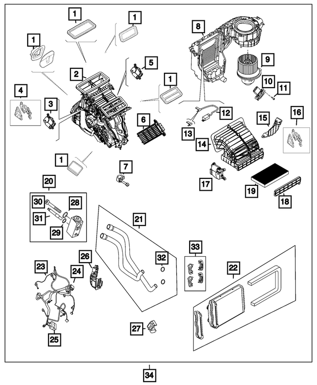 68511144AA - : A/c And Heater Housing for Mopar Image