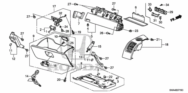 Instrument Panel Garnish (Passenger Side) for 2007 Honda CR-V #0