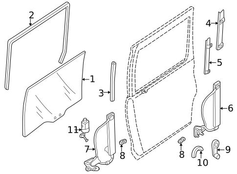Glass - Side Door for 2000 Mazda MPV #0