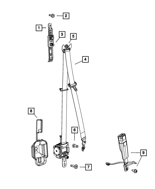 68770625AA - Restraints: Front Outer Seat Belt, Left for Mopar Image