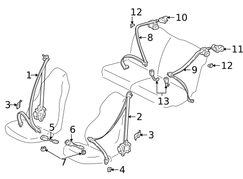 Rear Seat Belts for 2000 Toyota Celica #0
