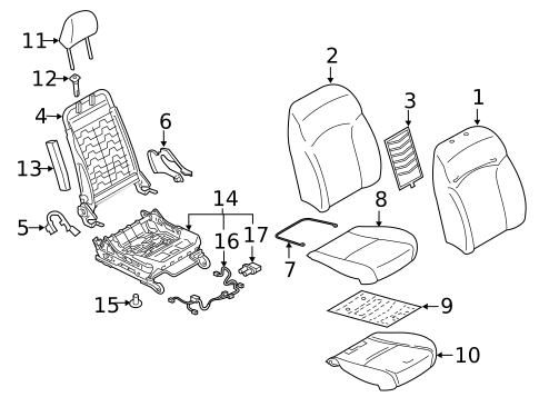 Passenger Seat Components for 2017 Subaru Impreza #0