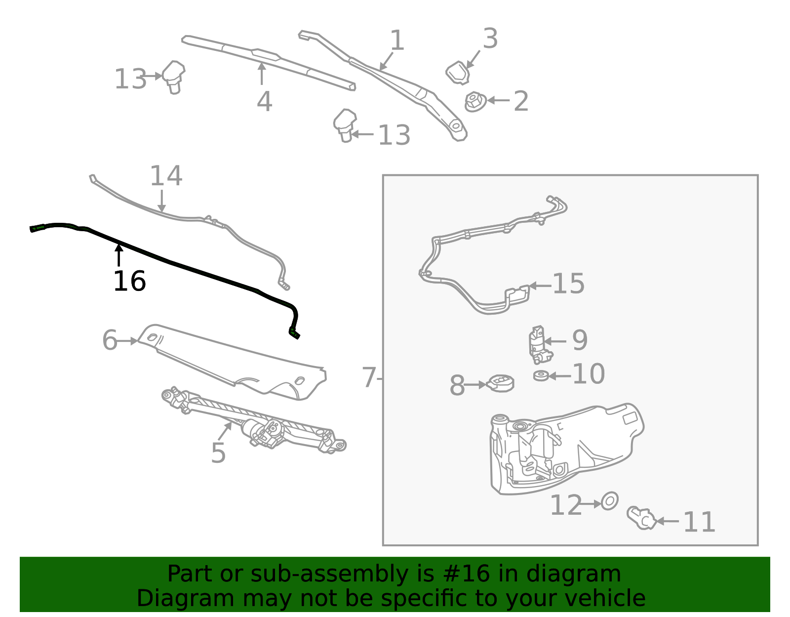 2021-2026 GM Rear Window Washer Nozzle Extension Hose 84830108 GM ...