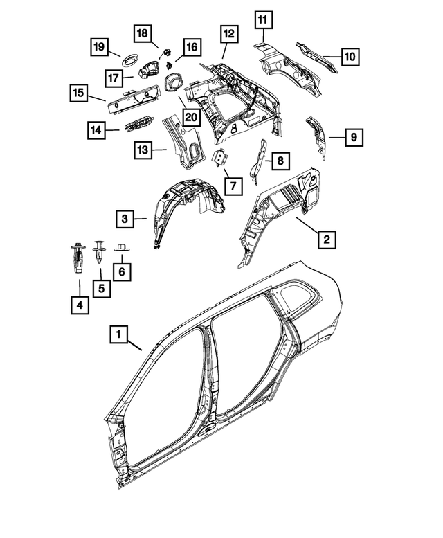 68209690AF - Body Sheet Metal Except Doors: Wheelhouse Shield, Right for Jeep: Cherokee Image