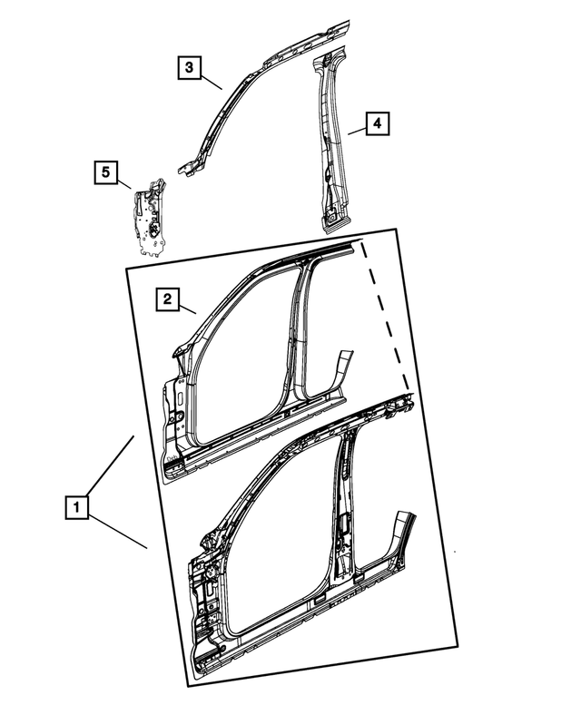 55360735AB - Body Sheet Metal Except Doors: Front Pillar Reinforcement, Left for Mopar Image
