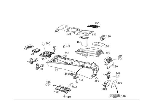 Housing with Stowage Tray, Armrest and Ashtray for 2013 Mercedes-Benz C250 #0