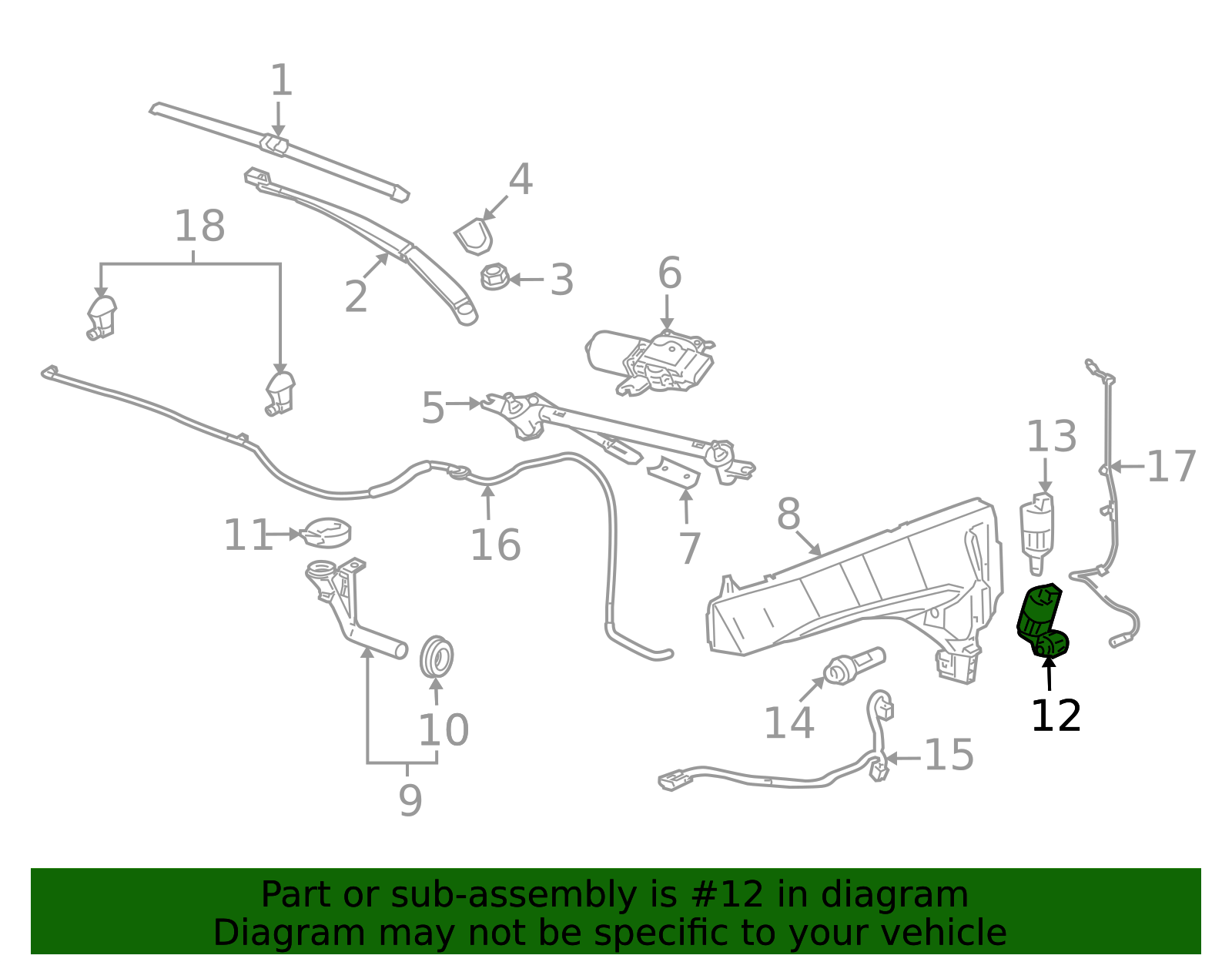 2010-2016 Cadillac SRX Windshield Washer Pump 25979368 | TascaParts.com