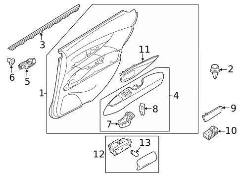 Interior Trim - Rear Door for 2014 INFINITI Q70 #0