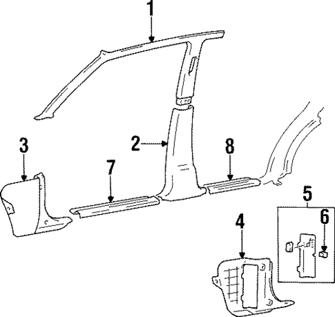 Interior Trim - Pillars for 1997 Hyundai Sonata #0