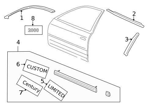 Exterior Trim - Front Door for 2003 Buick Century #0