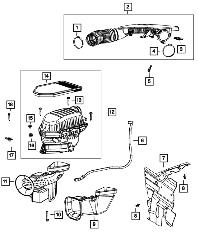 68413346AA - Fuel and Accelerator Pedal: Clean Air Duct for Mopar Image
