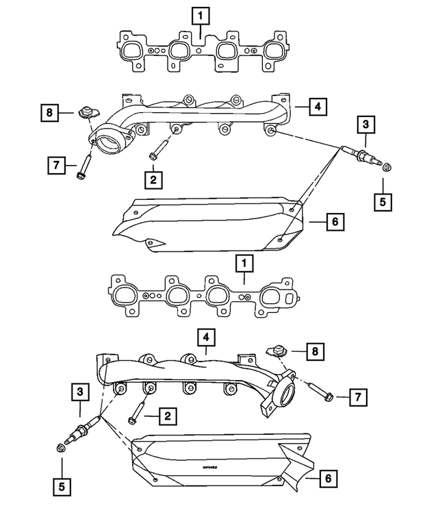 53032834AG - 4.7L Gas; Engine: Exhaust Manifold Shield, Right for Mopar Image