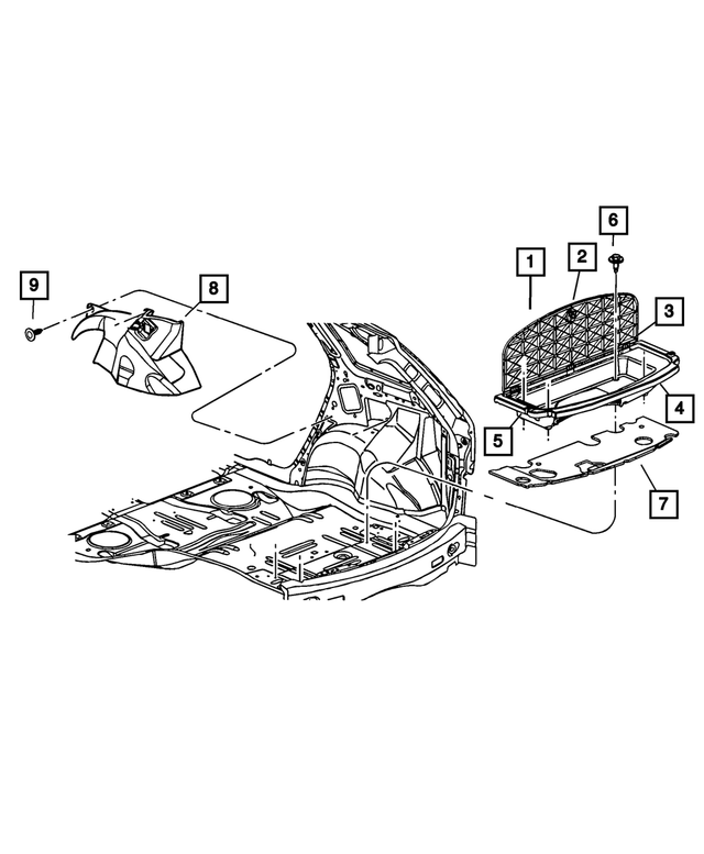 5135925AA - Interior Trim: Floor Cargo Bin Lid Hinge for Mopar Image image