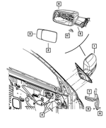 68412885AC - Doors, Door Mirrors and Related Parts: Outside Rearview Mirror, Left for Ram: 2500, 3500 Image
