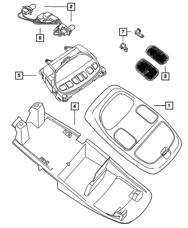 56049707AF - Instrument Panel and Radios and Consoles: Overhead Console Module for Mopar Image