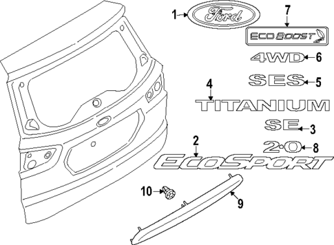 Exterior Trim - Back Door for 2018 Ford EcoSport #1
