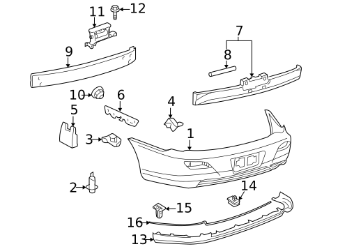 Bumper & Components - Rear for 2007 Toyota Solara #1