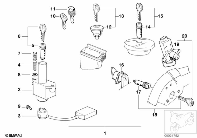 51252308668 - Body Equipment: Lock Cylinder with Key -  for BMW-Motorrad Image image