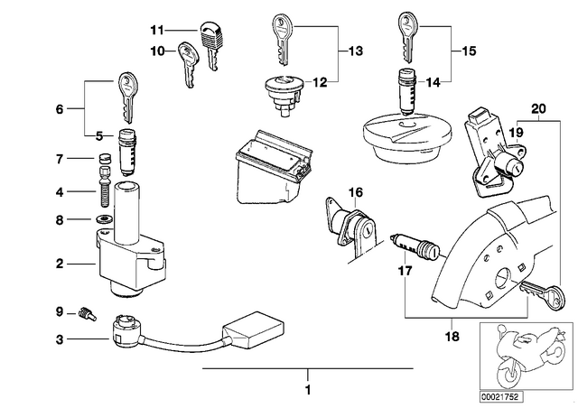 51252308668 - Body Equipment: Lock Cylinder with Key -  for BMW-Motorrad Image