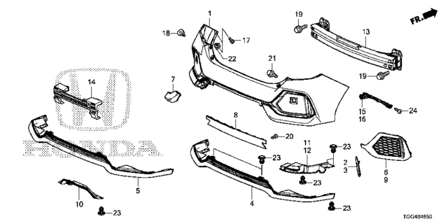 Rear Bumper for 2019 Honda Civic #0