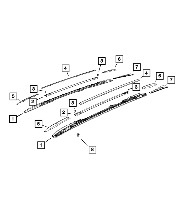 68322320AC - Body Sheet Metal Except Doors: Luggage Rack Side Rail, Right for Mopar Image image