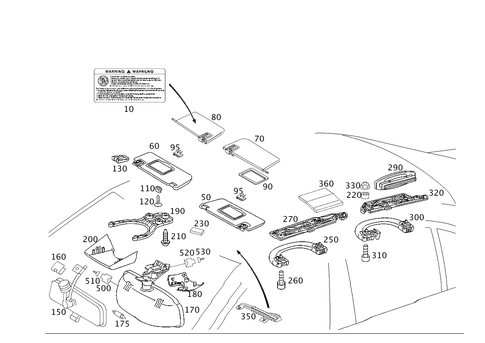 Sun Visor, Interior Mirror, Grab Handle for 2008 Mercedes-Benz E320 #0