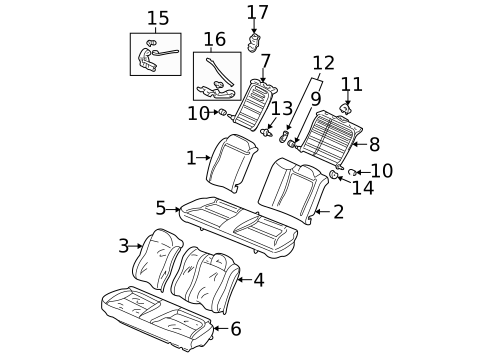 Rear Seat Components for 2003 Honda Civic #1