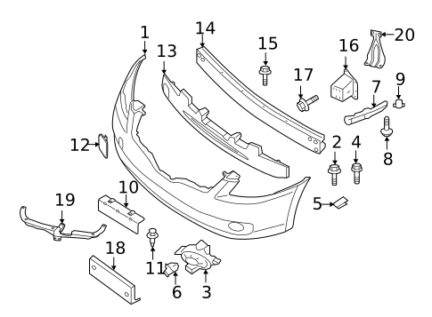 Bumper & Components - Front for 2007 Nissan Altima #0