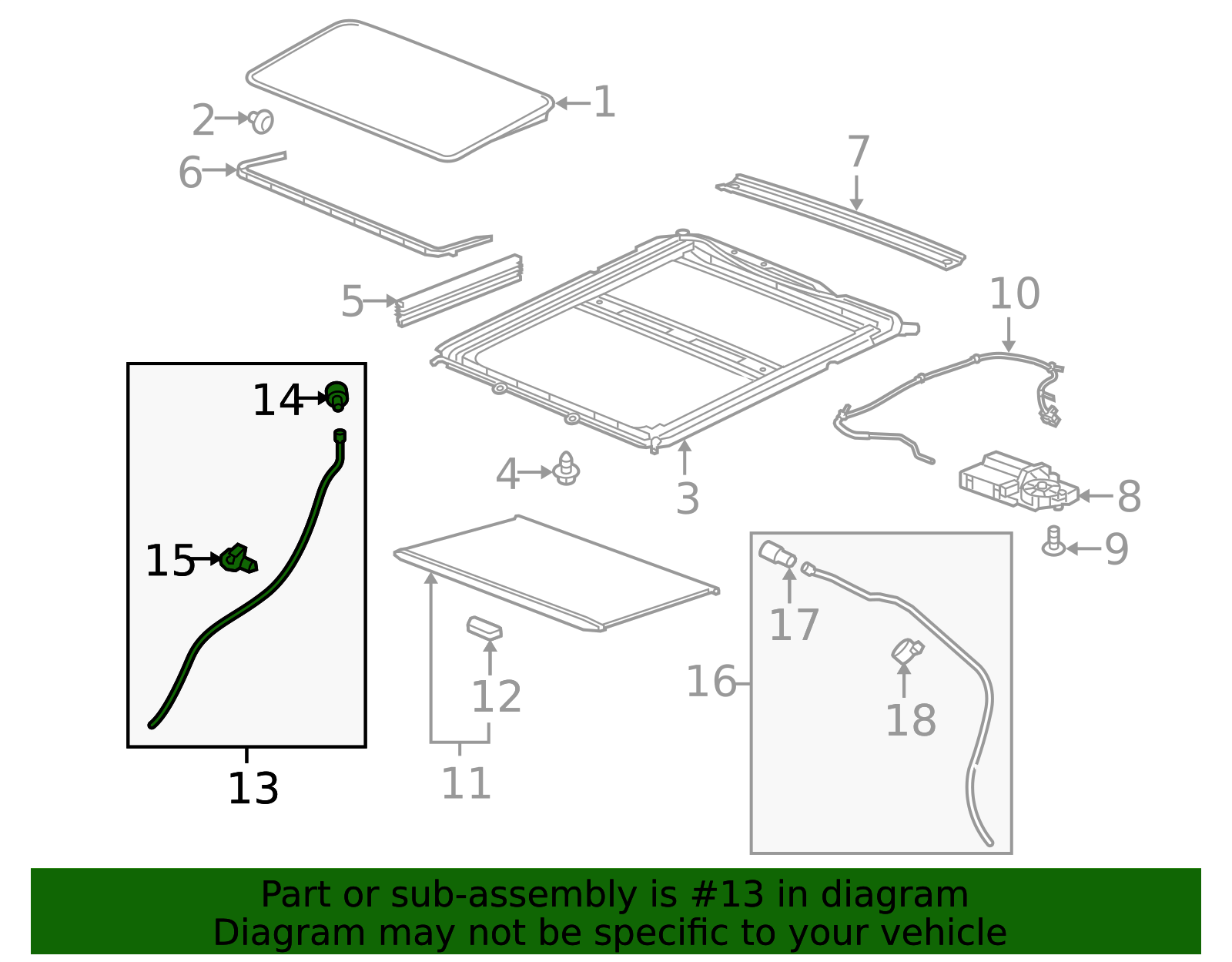 2010-2017 GM Passenger Side Sunroof Housing Front Drain Hose 20943457 ...
