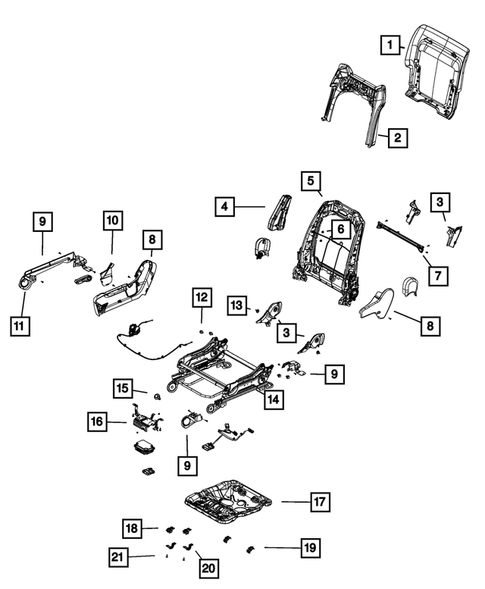 Front Seats - Adjusters, Recliners, Shields and Risers for 2019 Jeep Grand Cherokee #4